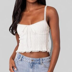 Edikted White Lace Trimmed Top